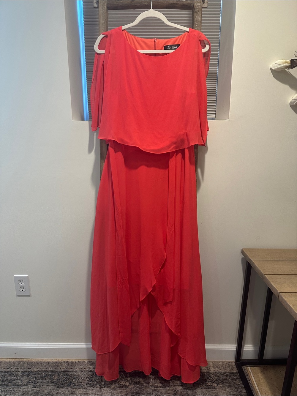Mango color Layered Chiffon Evening Dress - Classic Elegance
